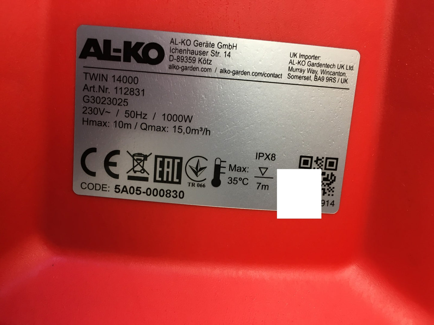 AL-KO Kombitauchpumpe TWIN 14000, 1000 W, 15.000 l/h, I37198