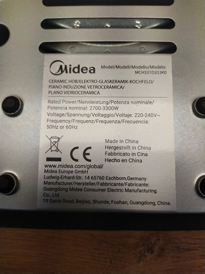 MIDEA MCH331D253K0 Glaskeramikkochfeld mit 2 Kochzonen, Einbau, I39304