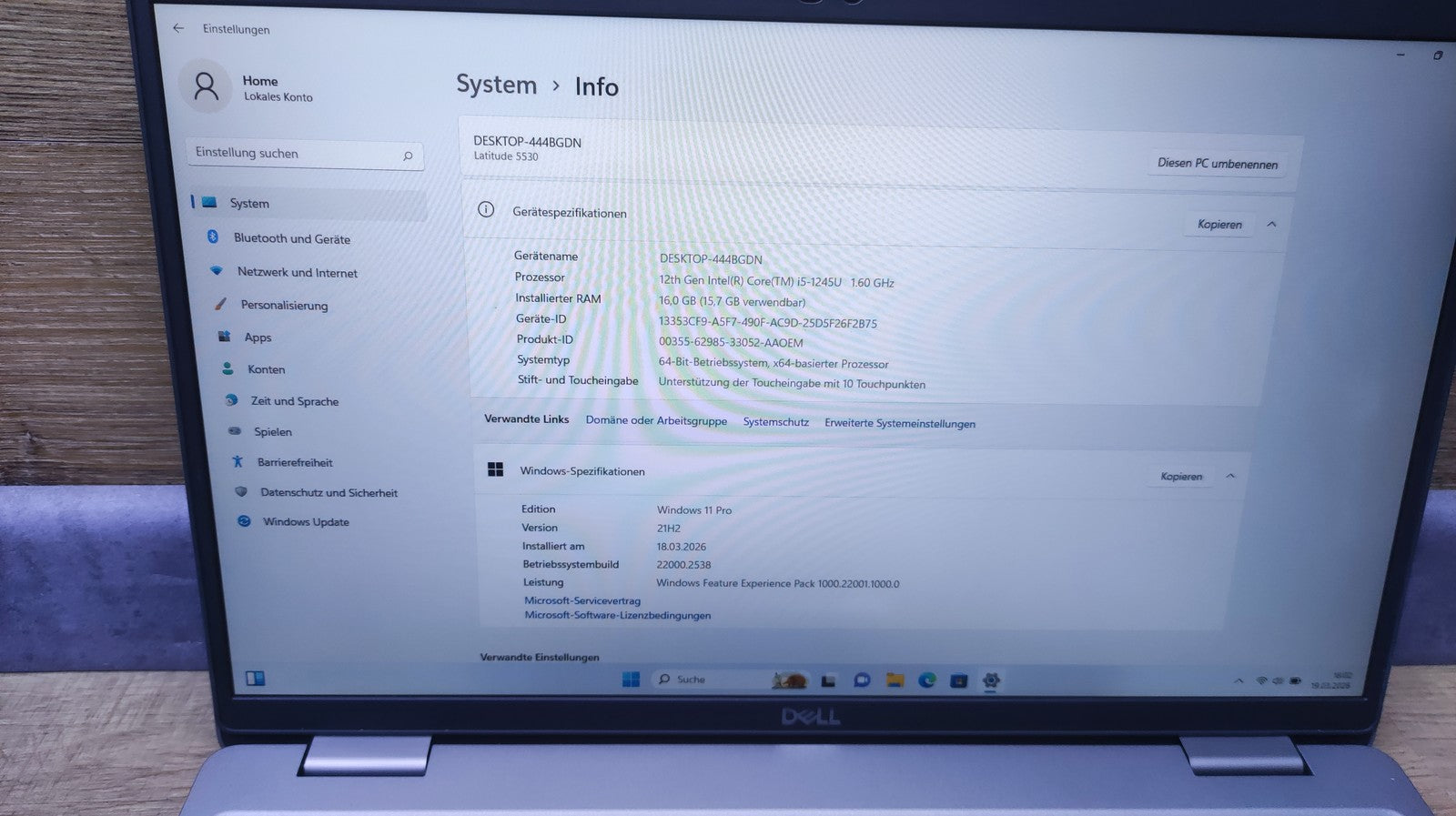 Dell Latitude 5530 Notebook 15.6" Touch FHD i5-1245U 16GB 256GB Thunderbolt LTE