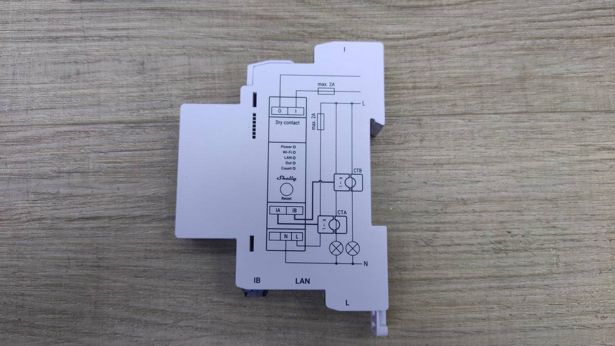 Shelly Pro EM-50 WiFi Relais Stromzähler 2x 50A mit 2 Klemmen, I40978