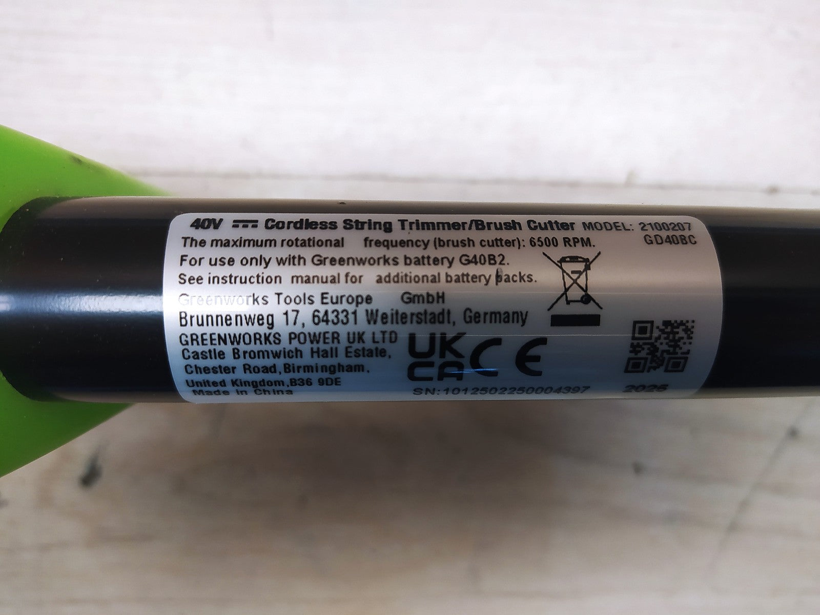 Greenworks Akku-Rasentrimmer und -Sense 2in1 GD40BC SOLO, I37215
