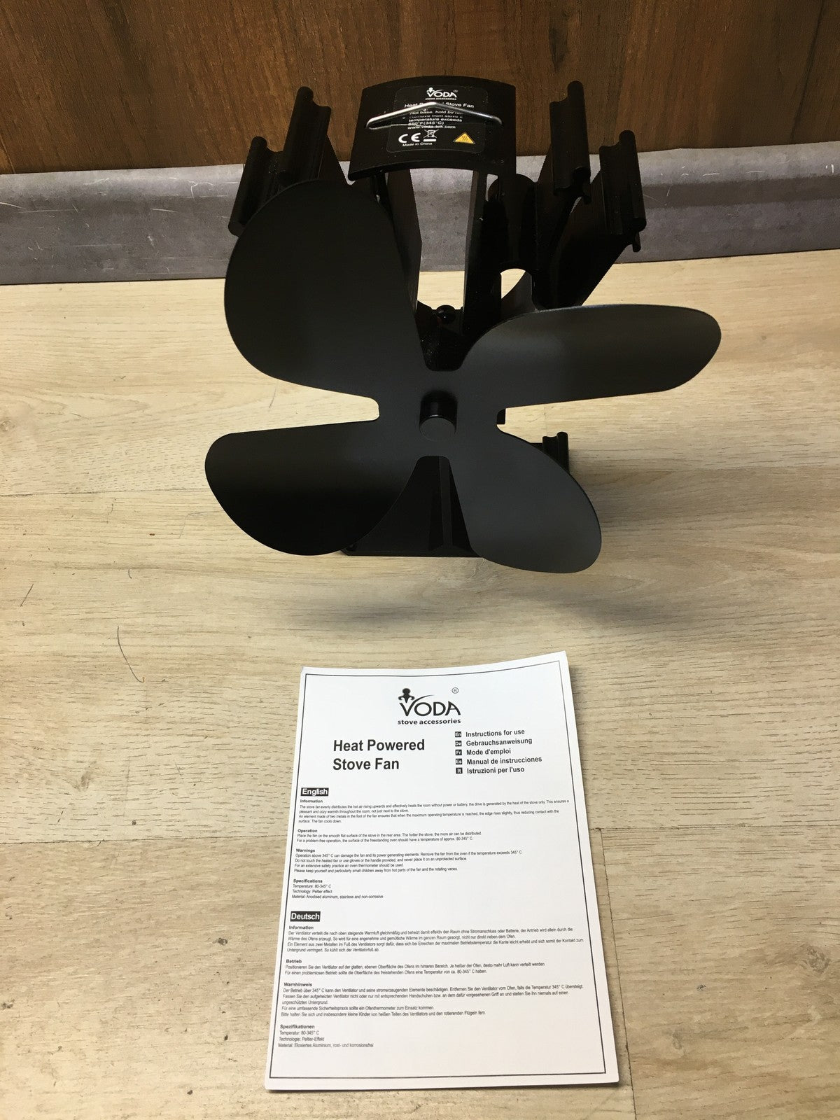 VODA 4-Flügel Holzofen Ventilator Wärmebetrieben, I37085