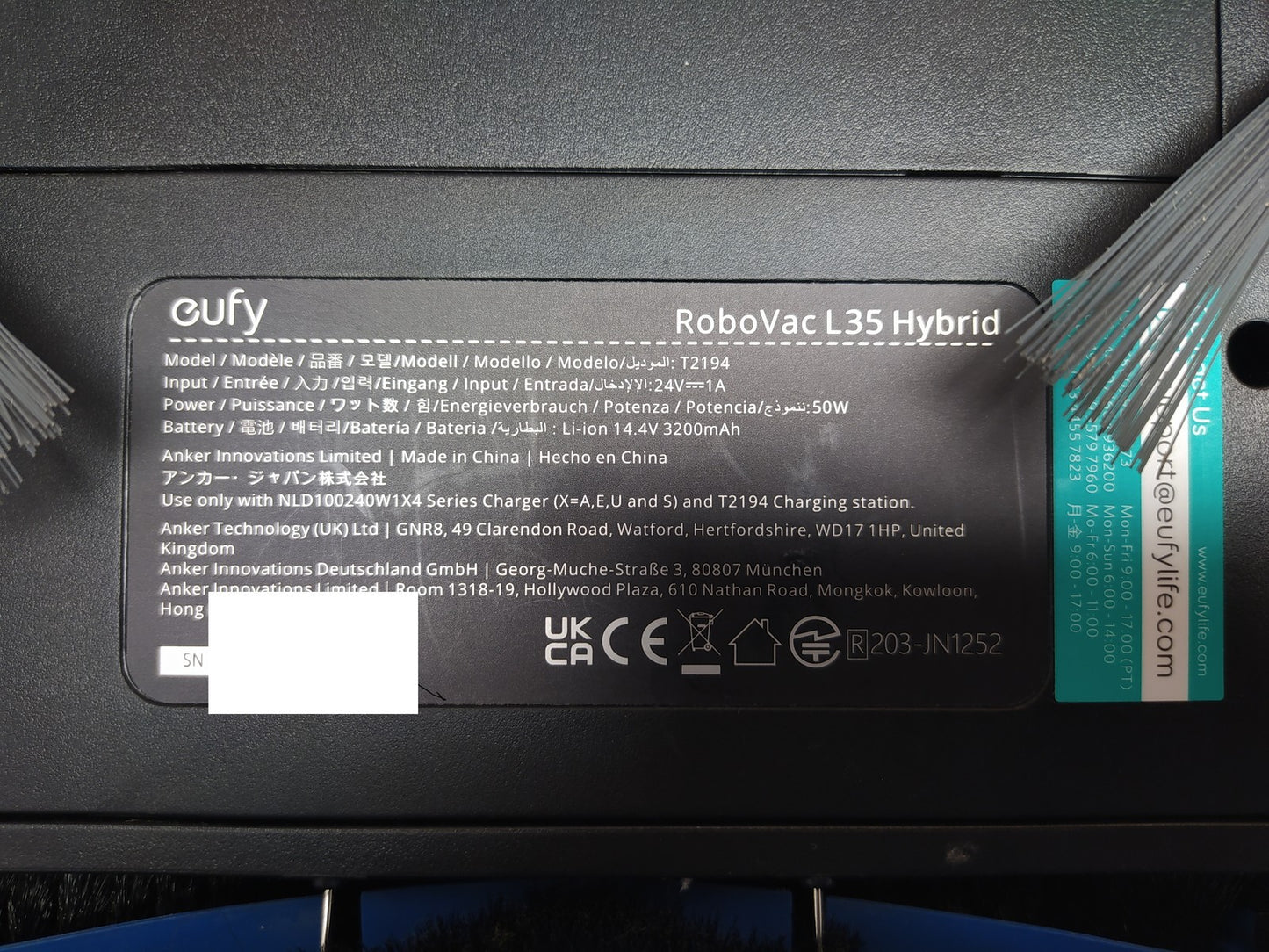 Eufy RoboVac L35 Hybrid Saugroboter mit Wischfunktion T2194, I37731