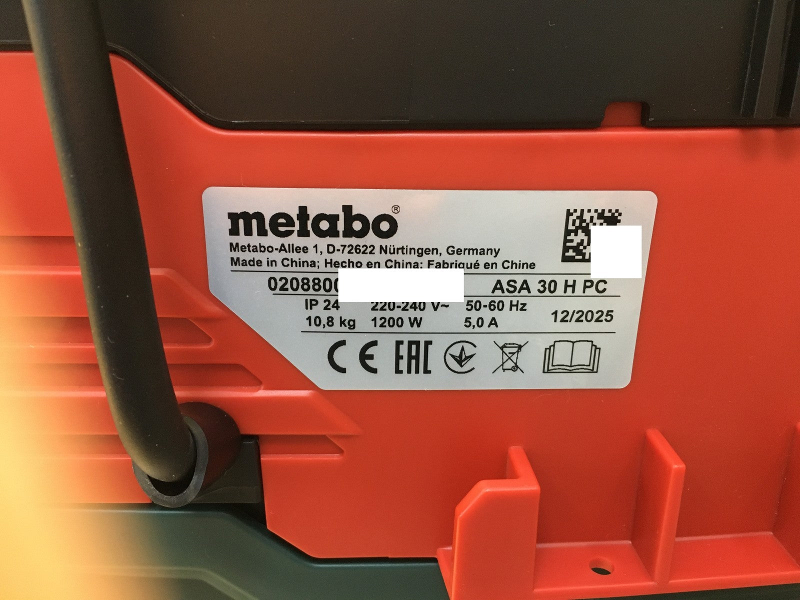 Metabo ASA 30 H PC Nass-/Trockensauger, 1200 W, 30 L, I37934