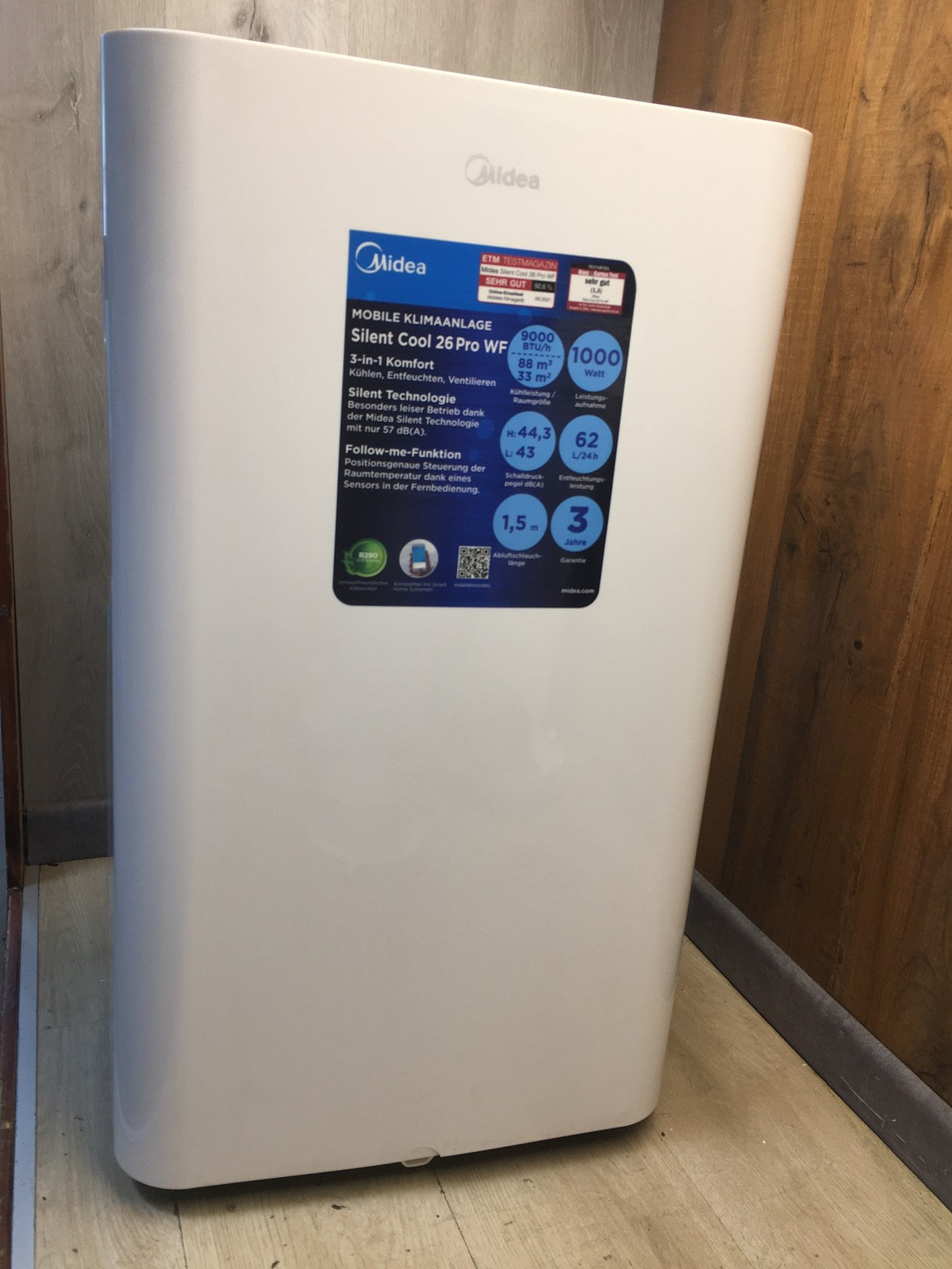 Midea Mobiles Klimagerät Silent Cool 26 Pro WF, 9000 BTU 2,6kW, EEK:A, I39010
