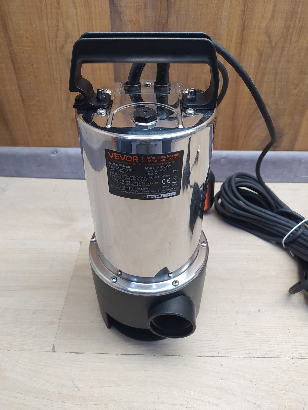 VEVOR FSP11001DW Schmutzwasserpumpe 710W, 20000l/h, I37408