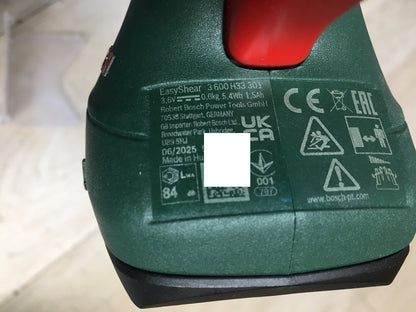 Bosch Gartenschere EasyShear, integrierter 3,6 V Akku, 12 cm / 8 cm, I39782