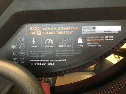 Evolution Power Tools R255TBL+ Tischkreissäge, 1800W, I38705