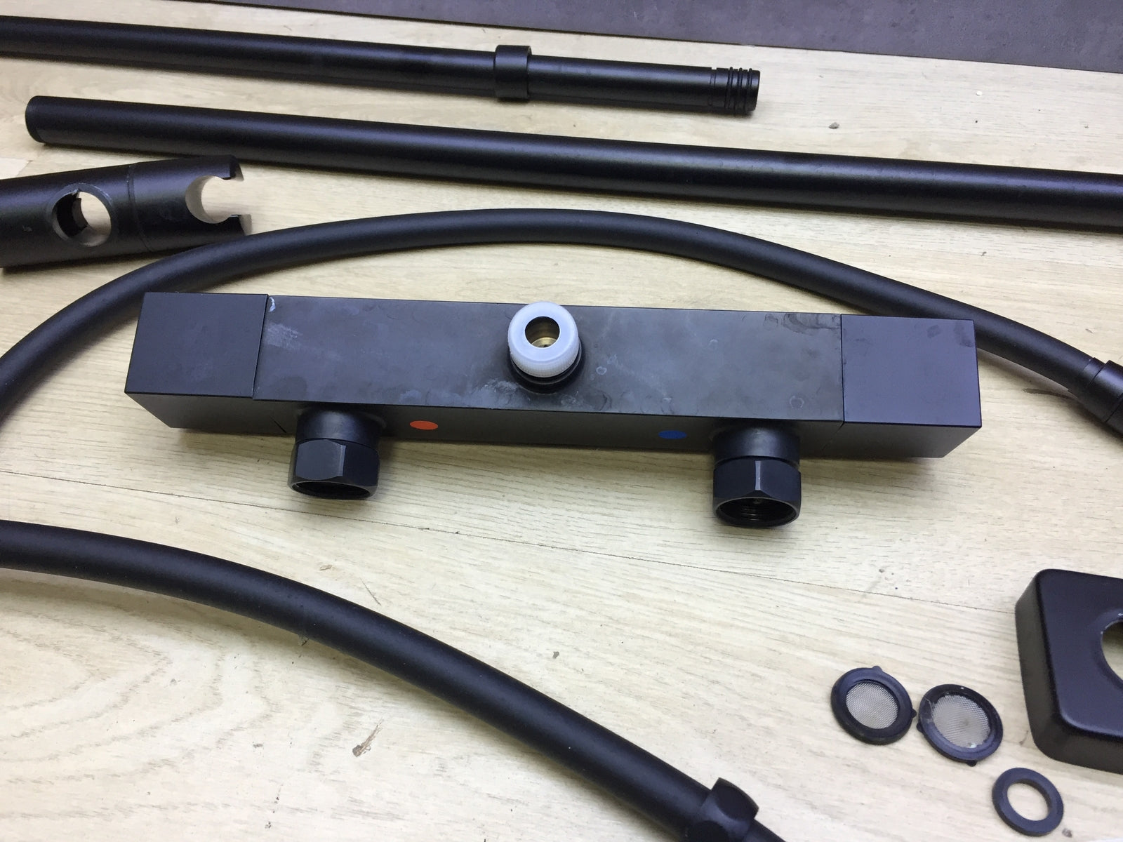 JOHO Regendusche Duschsystem mit Thermostatarmatur matt schwarz, I26068