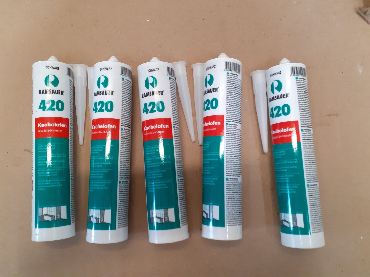 22,58€/L Ramsauer 420 Kachelofen Dichtstoff 310 ml schwarz, 5x Kartusche, I09282