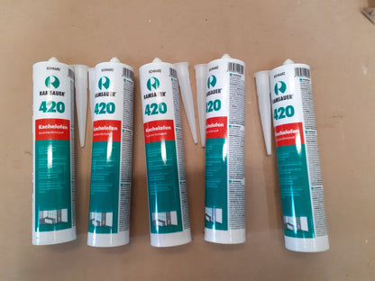 22,58€/L Ramsauer 420 Kachelofen Dichtstoff 310 ml schwarz, 5x Kartusche, I09282
