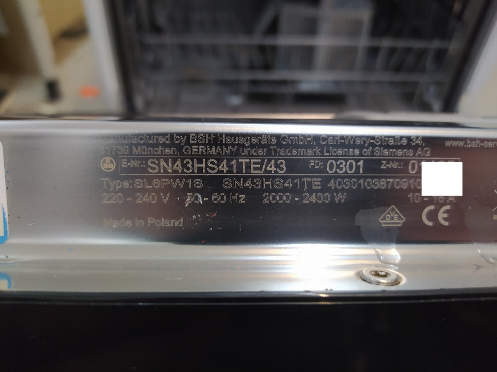 Siemens SN43HS41TE Unterbau-Geschirrspüler Edelstahl EEK: E I34769