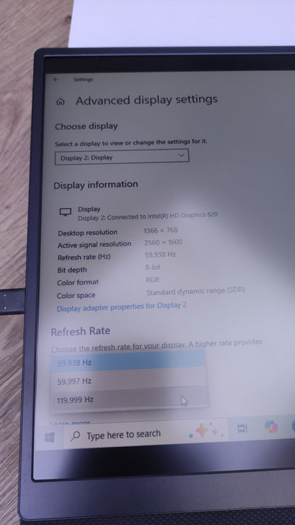 Eviciv Portable Monitor 16" WQXGA 2560x1600 HDMI USB-C AMD FreeSync 120Hz 3ms