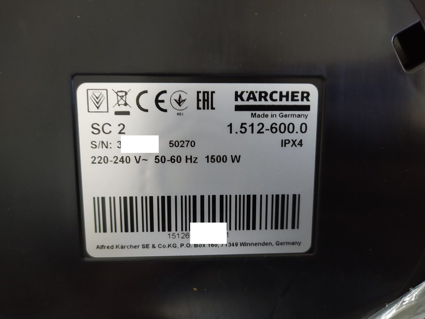 Kärcher Dampfreiniger SC 2 (1.512-600.0), 1500W, I37949