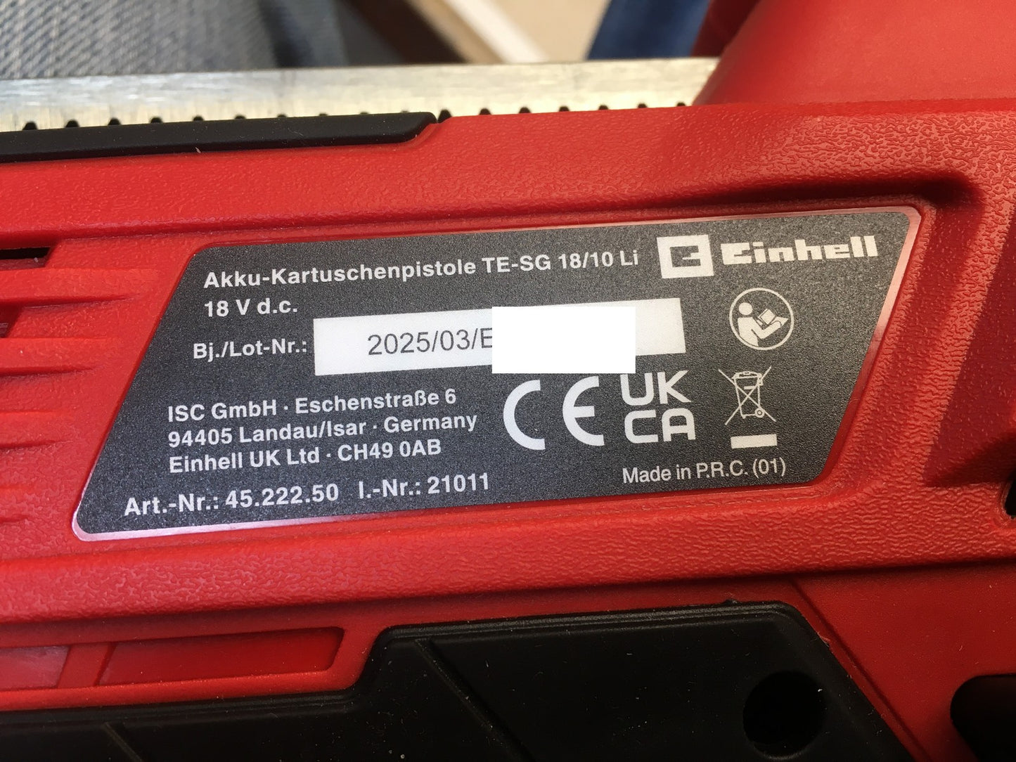 Einhell Akku-Kartuschenpistole TE-SG 18/10 Li-Solo, I38101