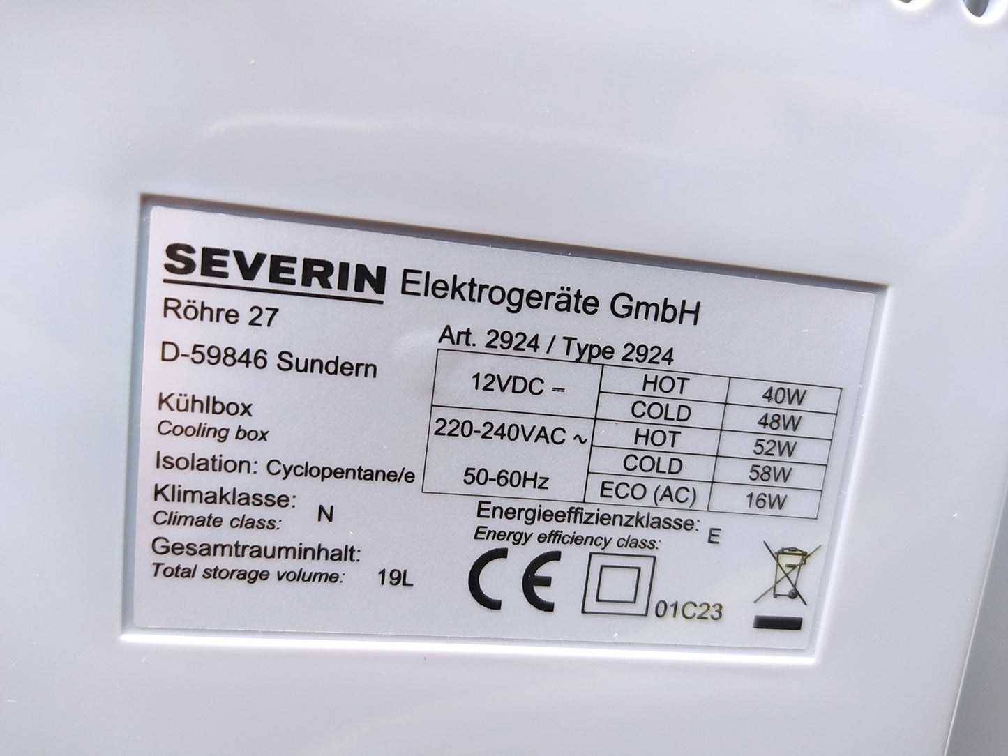 SEVERIN KB 2924 Elektrische Kühlbox (19 L) mit Kühl-/Warmhaltefunktion, I38760