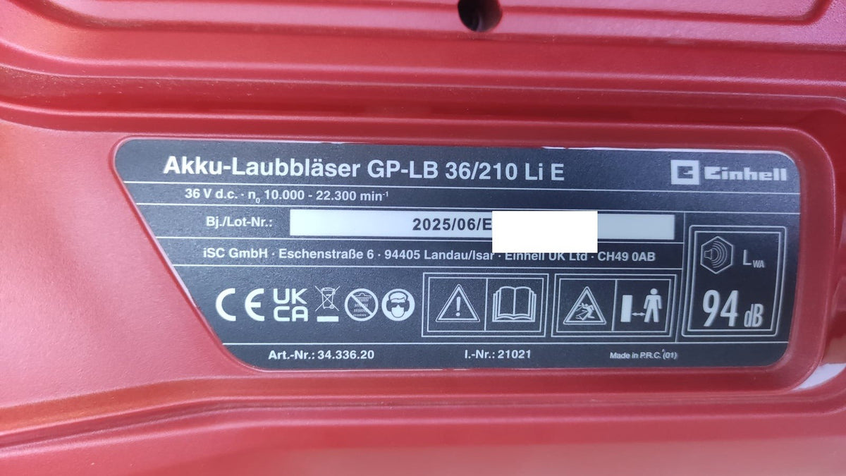 Einhell 3433620 Akku-Laubbläser GP-LB 36/210 Li E Solo Power X-Change