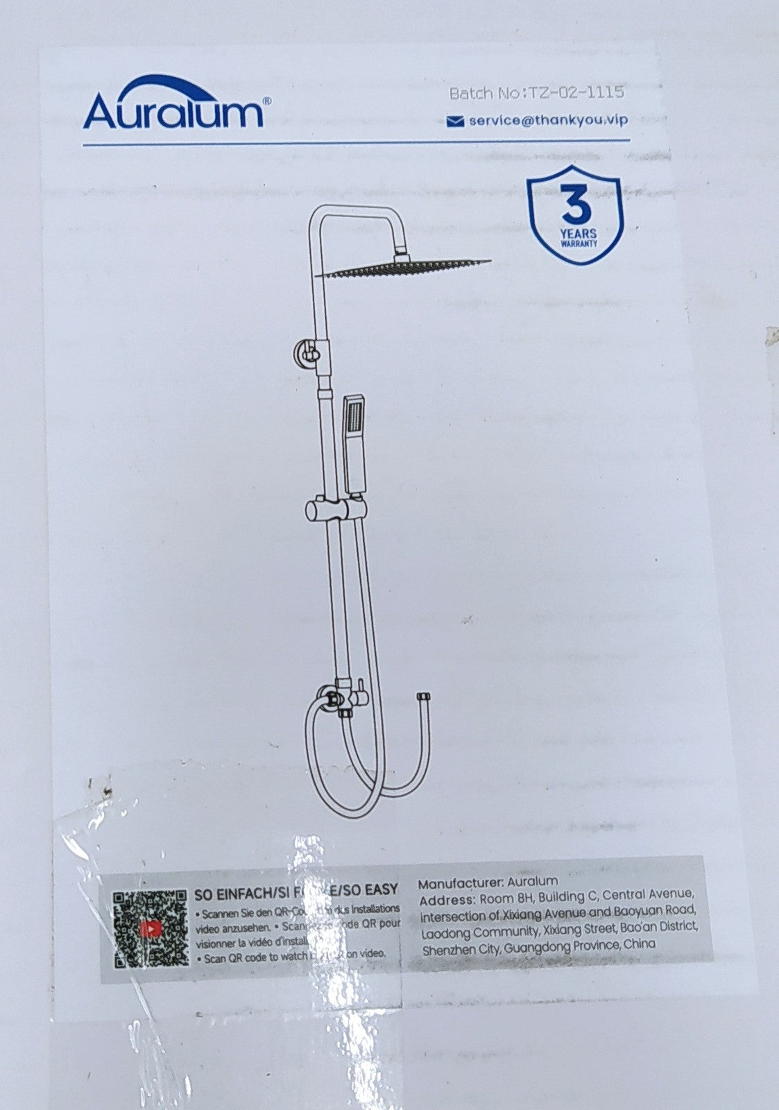 Auralum Duschsystem mit Umsteller, Duschgarnitur Schwarz, Edelstahl, I37901