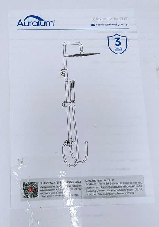 Auralum Duschsystem mit Umsteller, Duschgarnitur Schwarz, Edelstahl, I37901