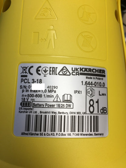 Kärcher 1.644-010.0 Akku-Terrassenreiniger PCL 3-18 solo, I40771