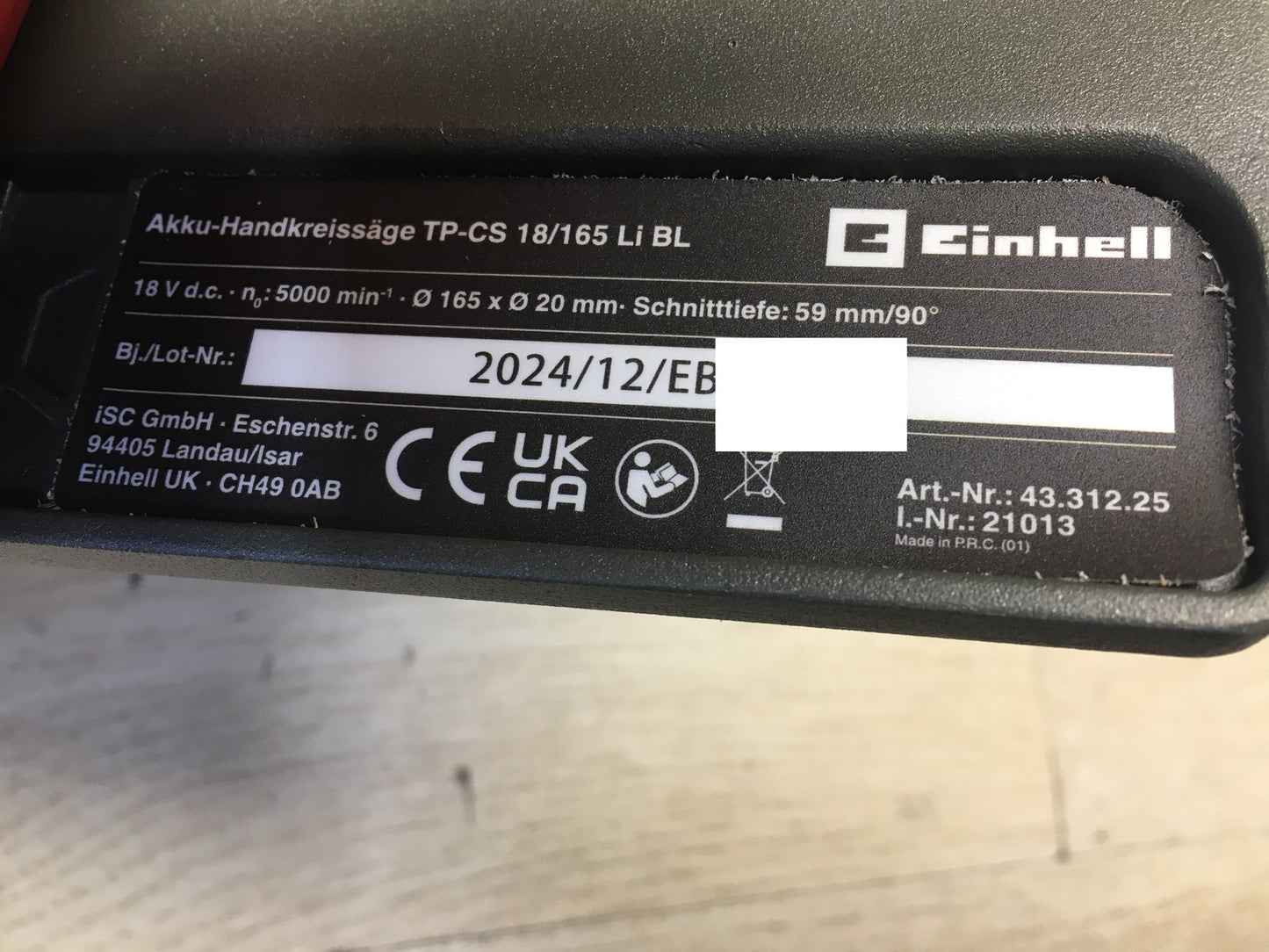 Einhell Akku-Handkreissäge TP-CS 18/165 Li BL Solo (4331225), 18 V, I38570