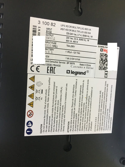 Legrand 310082 USV-Anlage, Keor Multiplug mit 800 VA/480W 6 Ausgänge, I35217