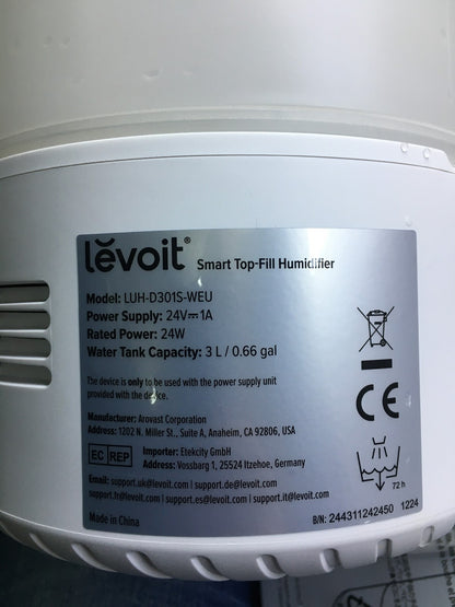 LEVOIT 3L Top Fill Luftbefeuchter LUH-D301S, I34615