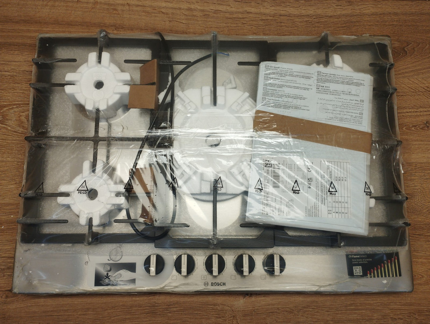 Bosch Gaskochfeld PCQ7A5B90 Series 6, Gas Hob, 75 cm, Edelstahl, I39438