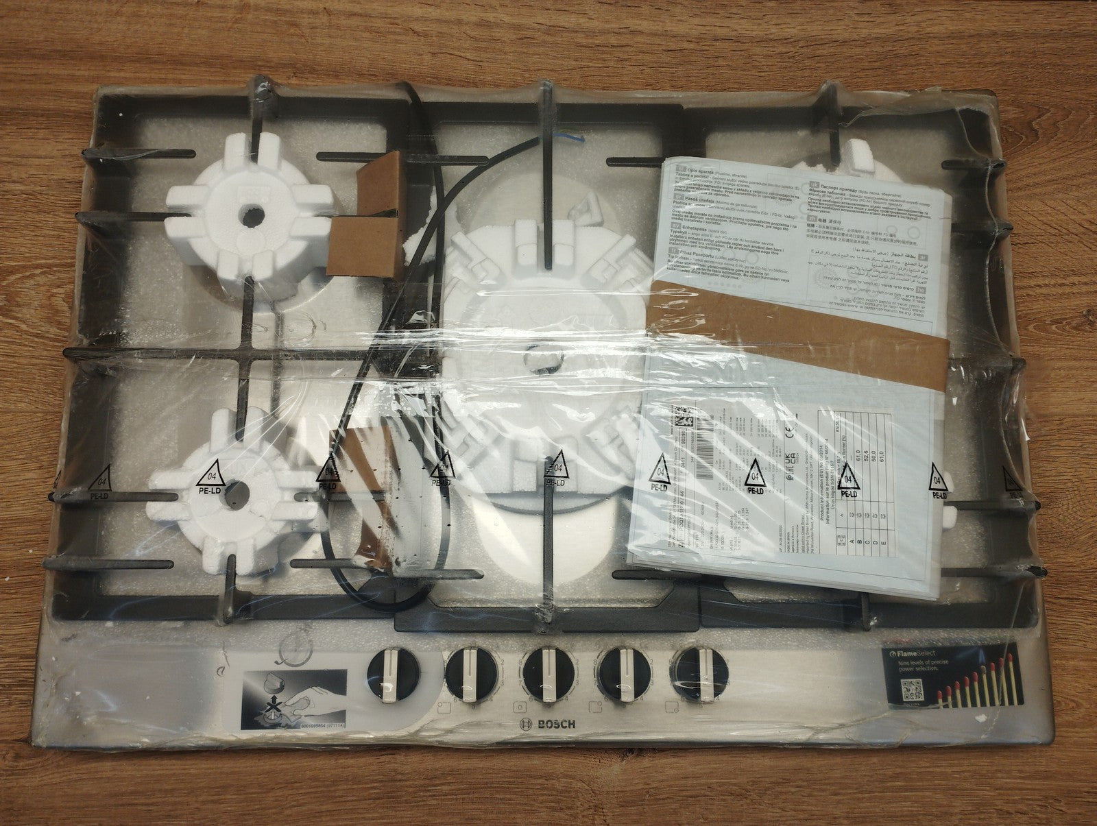 Bosch Gaskochfeld PCQ7A5B90 Series 6, Gas Hob, 75 cm, Edelstahl, I39438
