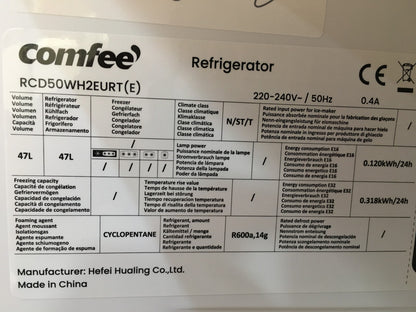 Comfee RCD50WH2EURT(E) Mini-Kühlschrank, 47 L, Retro-Design, I39355