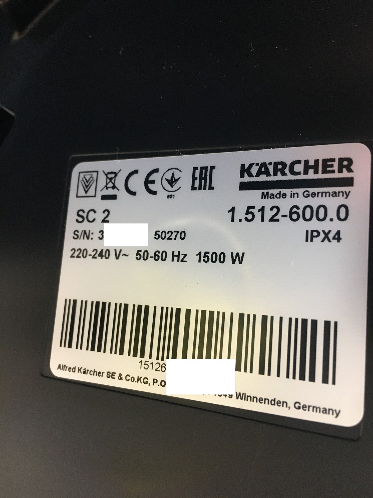 Kärcher Dampfreiniger SC 2 (1.512-600.0), 1500W, I37960