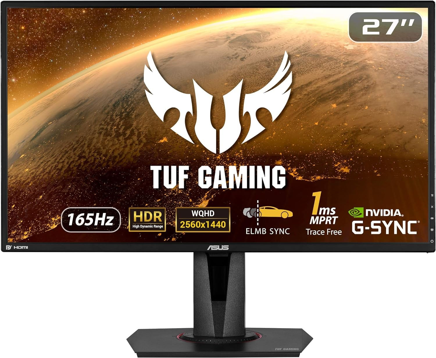ASUS TUF Gaming VG27AQZ Monitor 27" WQHD 2560x1440 HDR10 HDMI DP G-Sync 165Hz