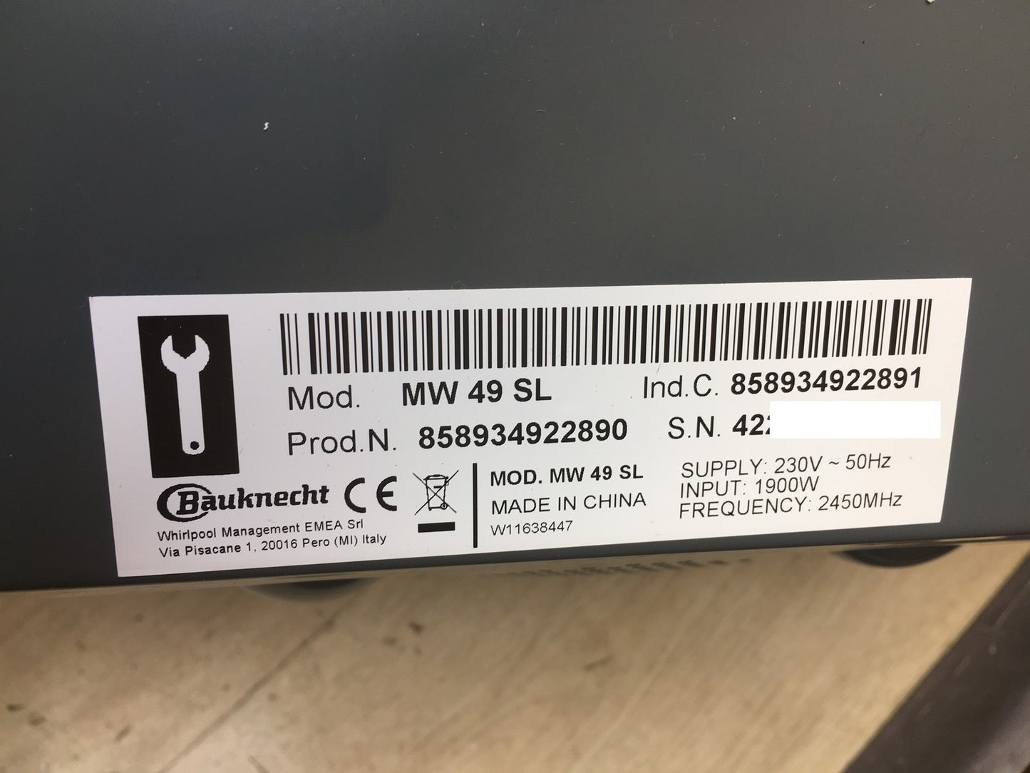 Bauknecht Chef Plus MW 49 SL 5in1-Multifunktionsmikrowelle, 800W, 25L, I39131