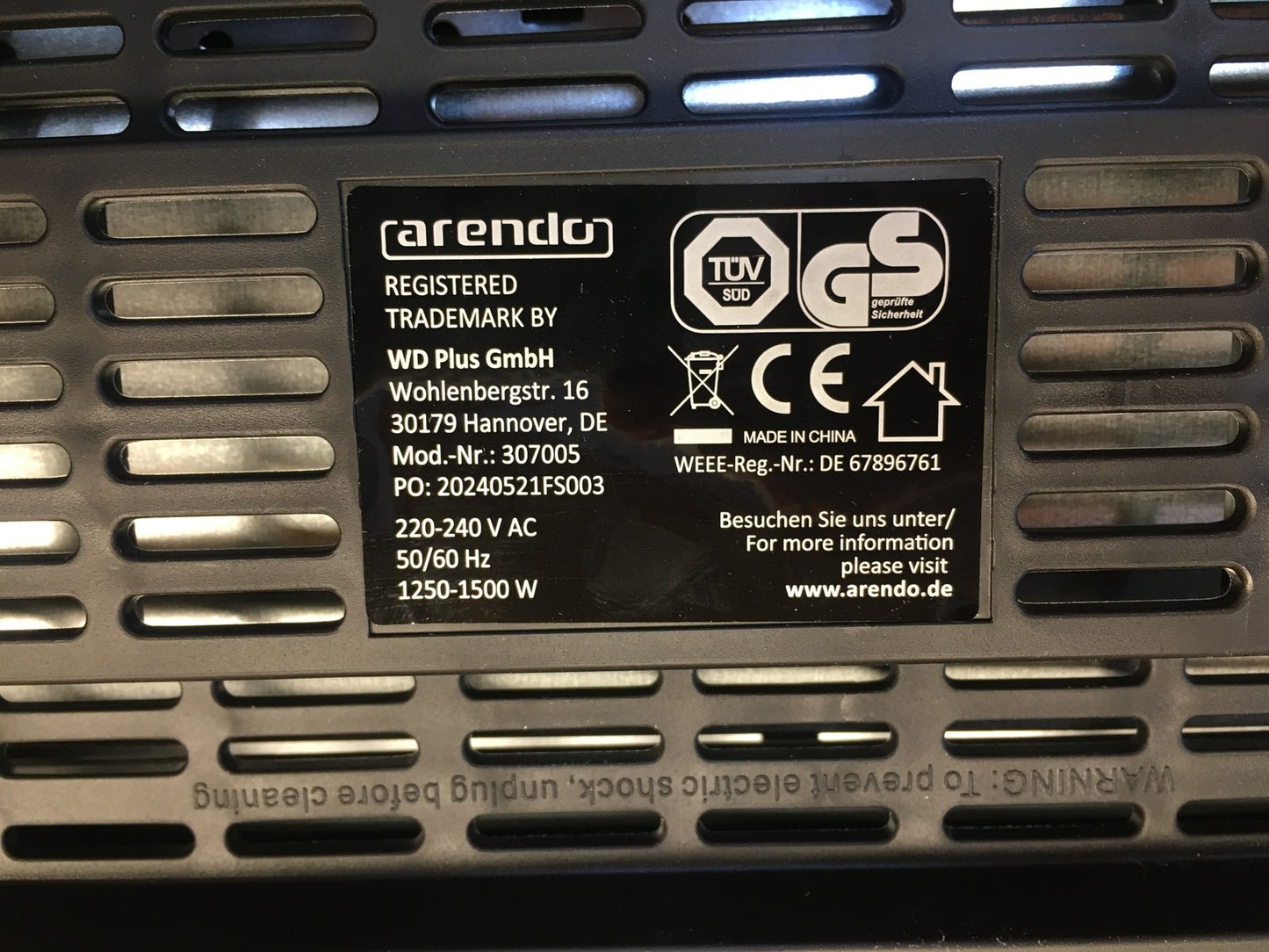 Arendo 307005 Toaster, schwarz, I39410
