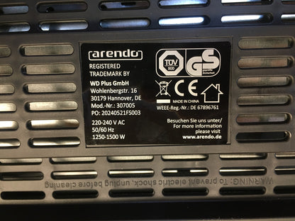 Arendo 307005 Toaster, schwarz, I39410