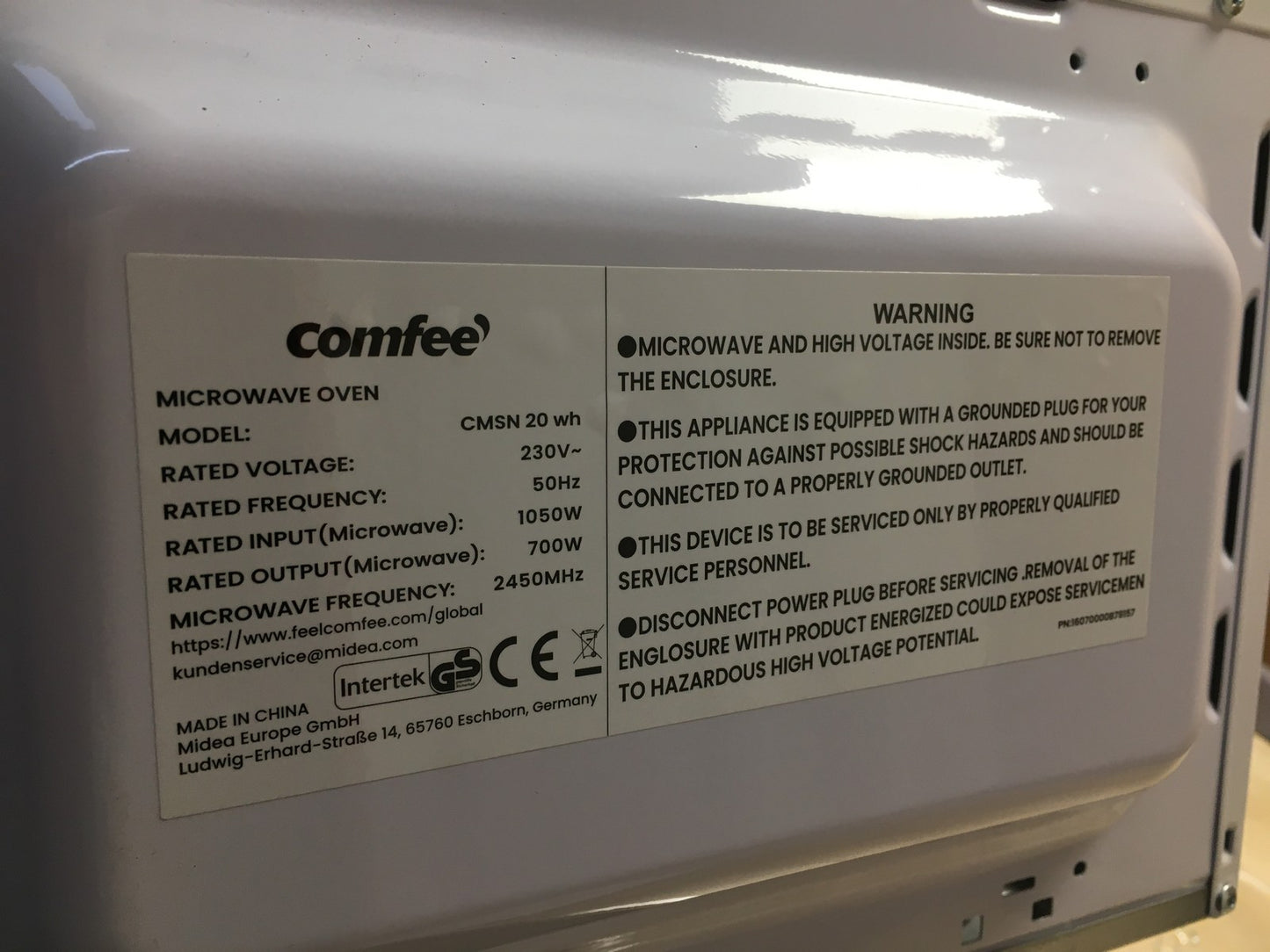 Comfee CMSN 20 wh Mikrowelle, 20L, 700W, I36364