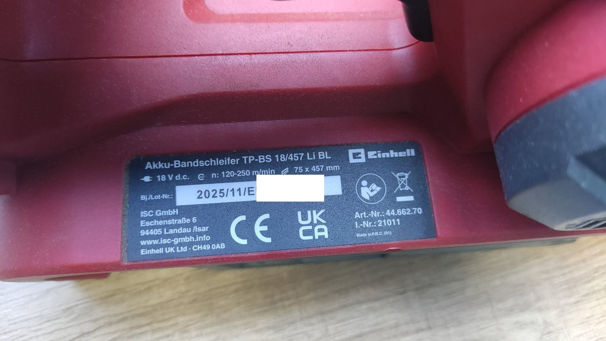 Einhell Akku-Bandschleifer TP-BS 18/457 Li BL Solo (4466270)