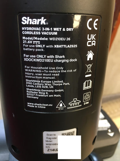 Shark HydroVac Akku-Nass-/Trockensauger WD210EU, kabellos, I39328