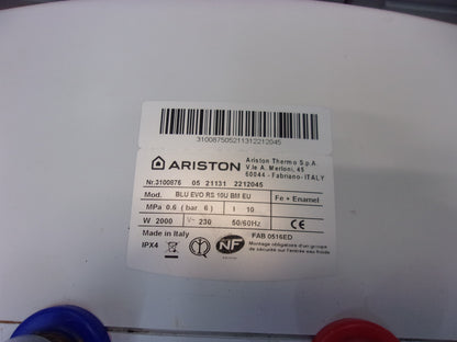 Ariston Blu Evo RS Elektrischer Durchlauferhitzer, 10Liter, 2000W, EEK:B, I33264