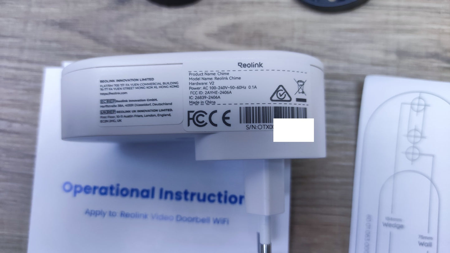 Reolink Video Doorbell WiFi Video-Türklingel mit Chime, I37221