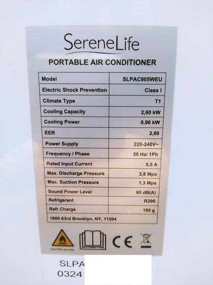 SereneLife SLPAC905WEU Mobile Klimaanlage, 10.000 BTU, EEK:A, I37789