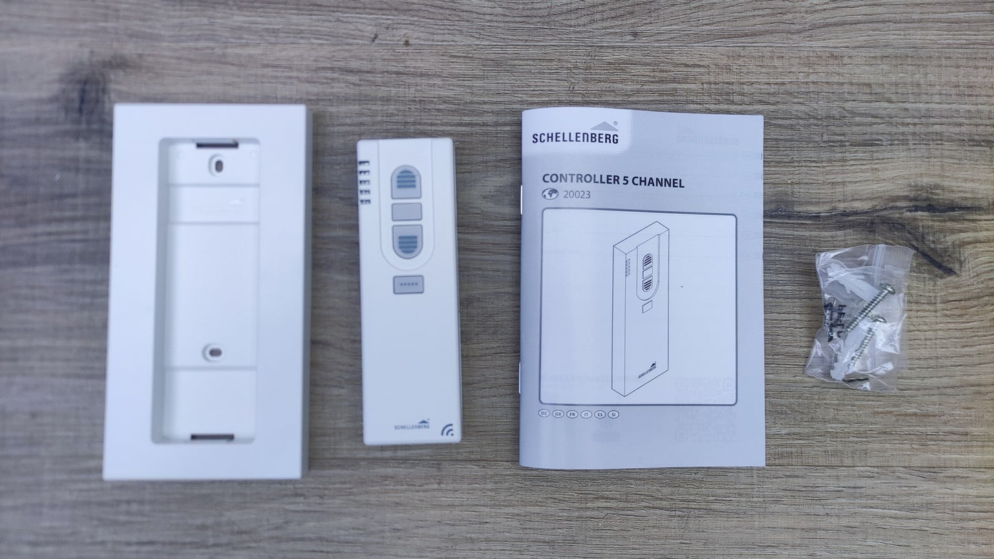 Schellenberg 20023 Funk-Handsender 5-Kanal mit Wandhalterung, weiß, I38296