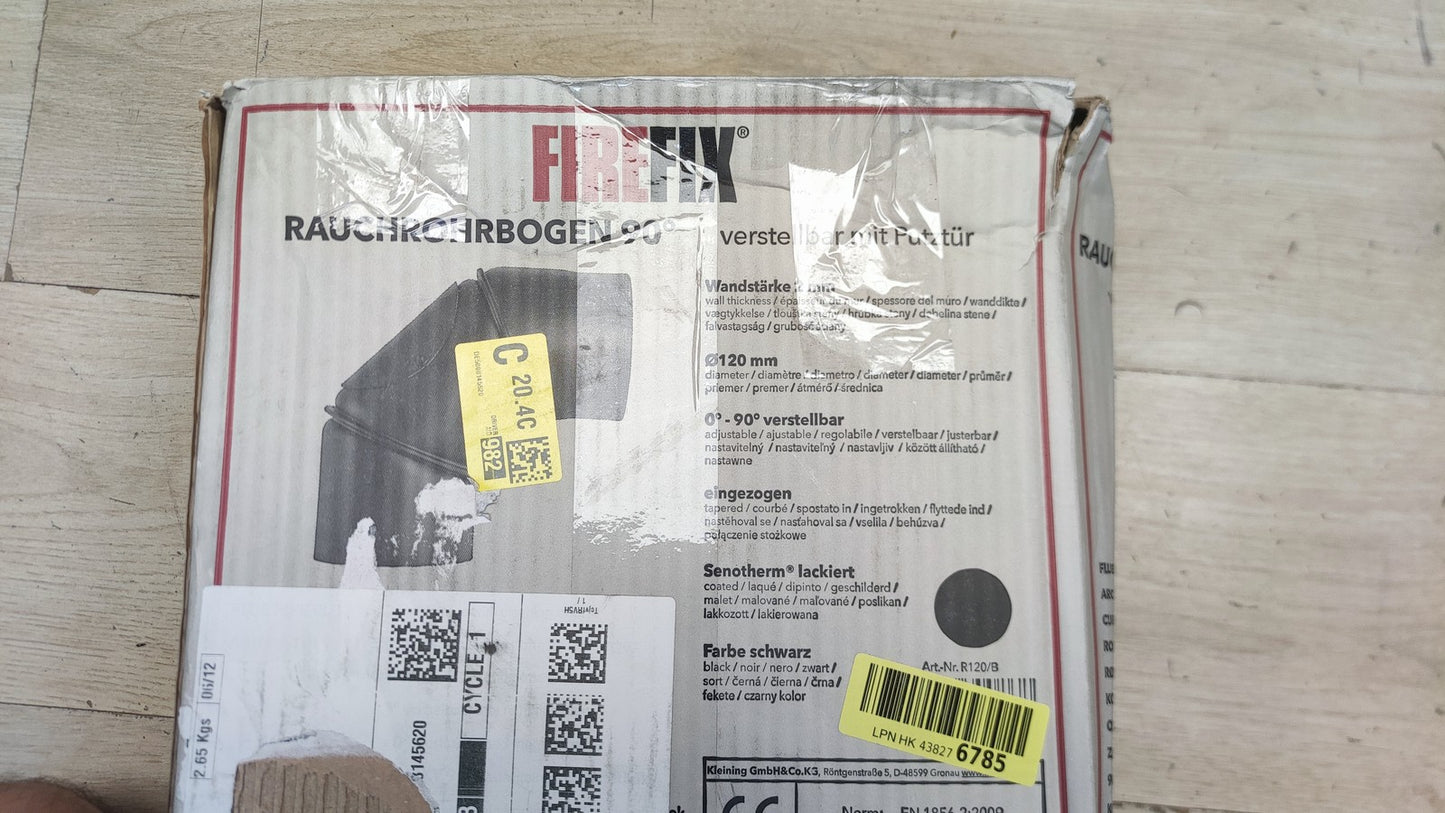 FIREFIX R120/B Ofenrohrbogen, 120mm Durchmesser aus Stahlblech, I38423