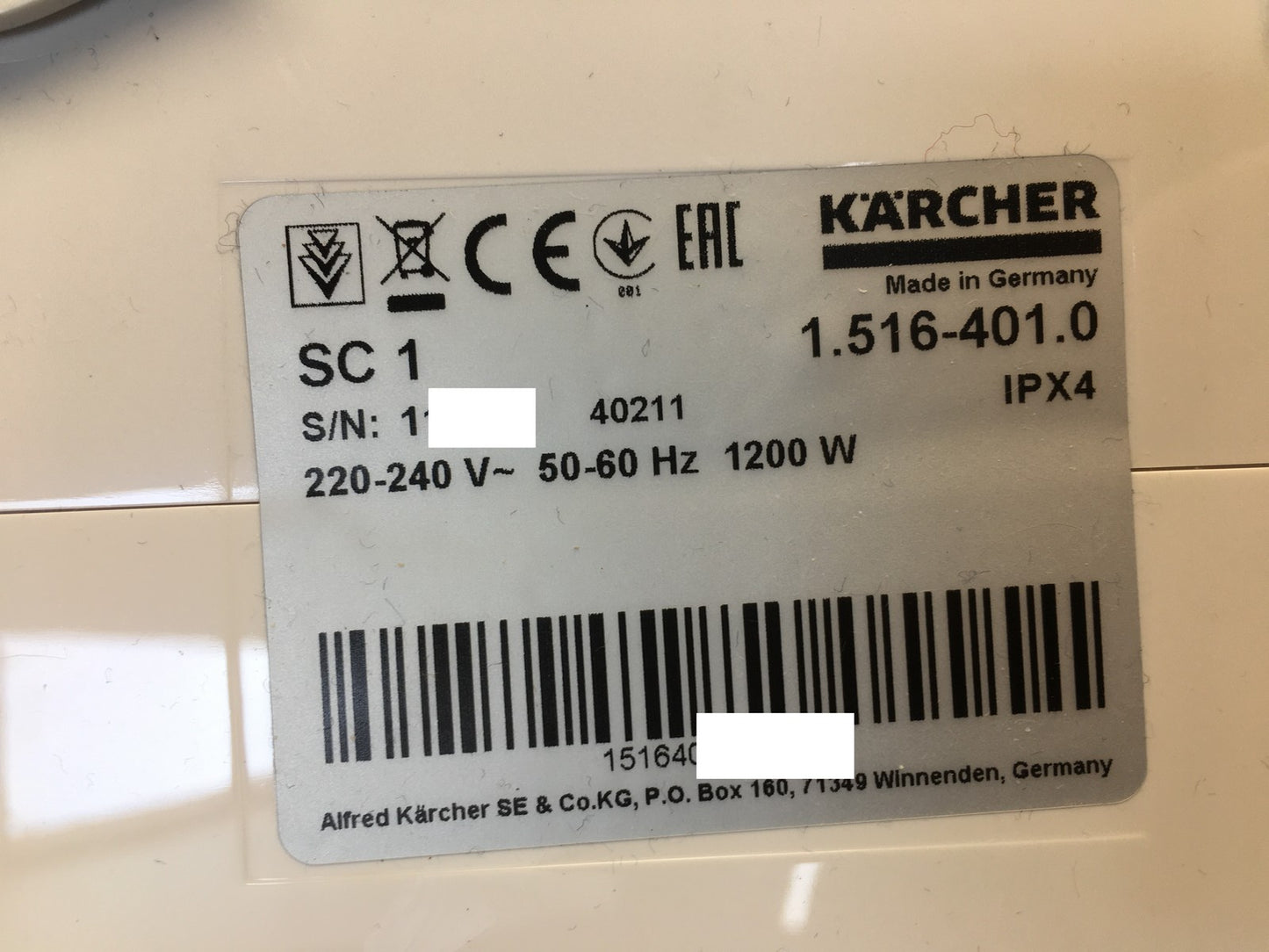 Kärcher Dampfreiniger SC 1 (1.516-401.0), Dampfdruck 3 bar, I38050