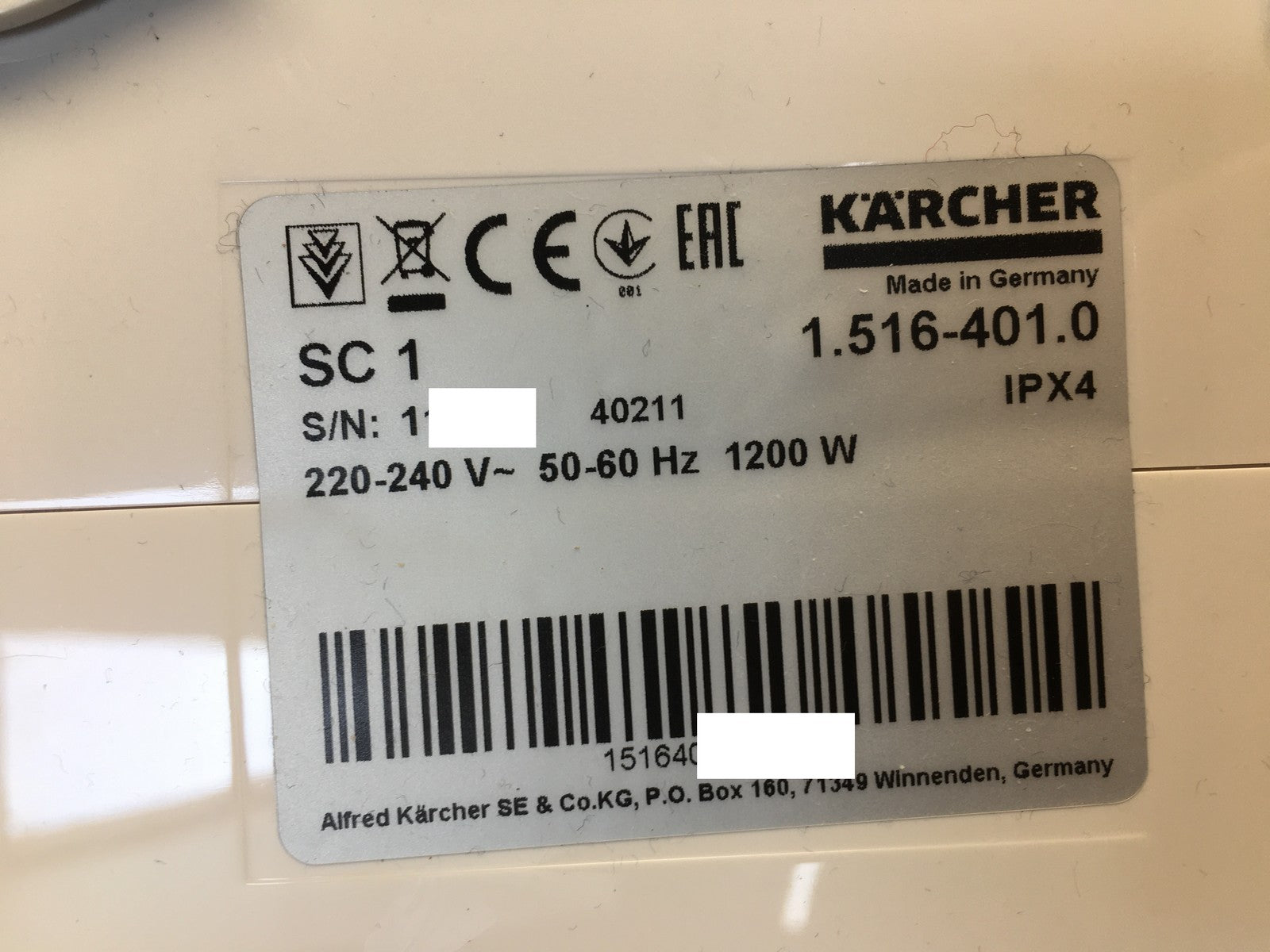 Kärcher Dampfreiniger SC 1 (1.516-401.0), Dampfdruck 3 bar, I38050