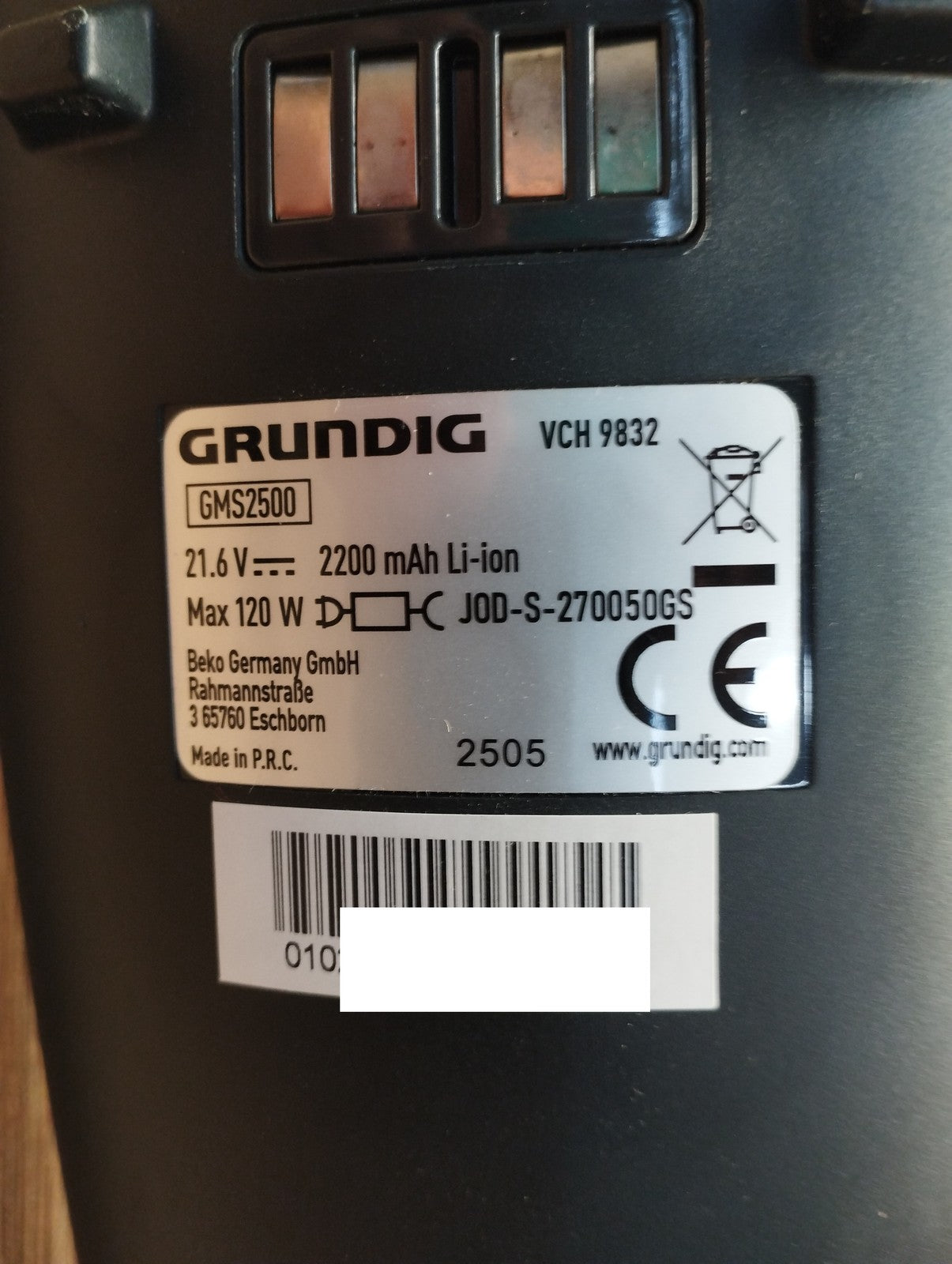 Grundig GMS2500 2 in 1 Akku-Stab-/Handstaubsauger VCH 9832, I39577
