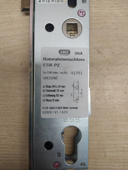 ABUS Einsteckschloss für Rohrrahmentür ESR PZ 61751, Silber, I37022