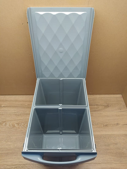 Relaxdays 10031545 Einbaumülleimer 2-fach, ausziehbar, 2x 20 l, grau, I39381