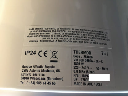 THERMOR Ceramic Elektrischer Warmwasserbereiter (251086) 75L 1800W EEK:B I40795
