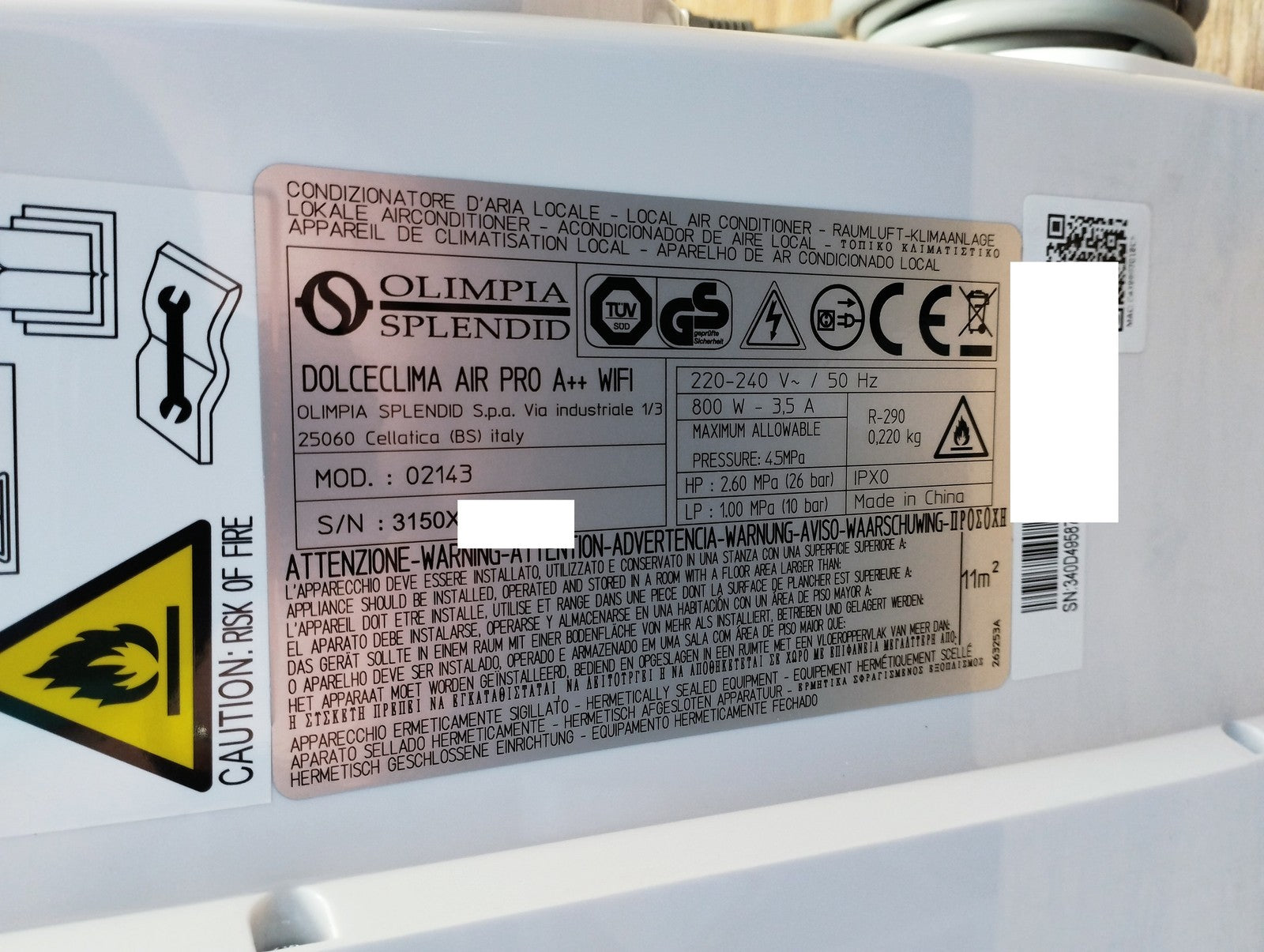 Olimpia Splendid Dolceclima Air Pro A++ WiFi Mobile Klimaanlage 9000 BTU I39641